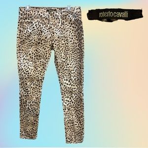 Roberto Cavalli Cheetah/Leopard Print Skinny 5 Pocket Pants EU Sz 44/US 8?